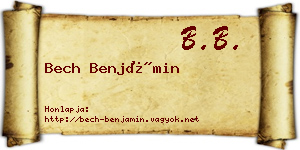 Bech Benjámin névjegykártya